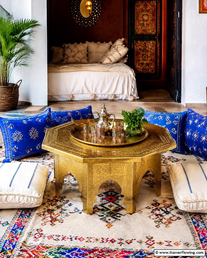 Low Moroccan Coffee Tables - 25 Moroccan Themed Bedroom Ideas for an Exotic Escape