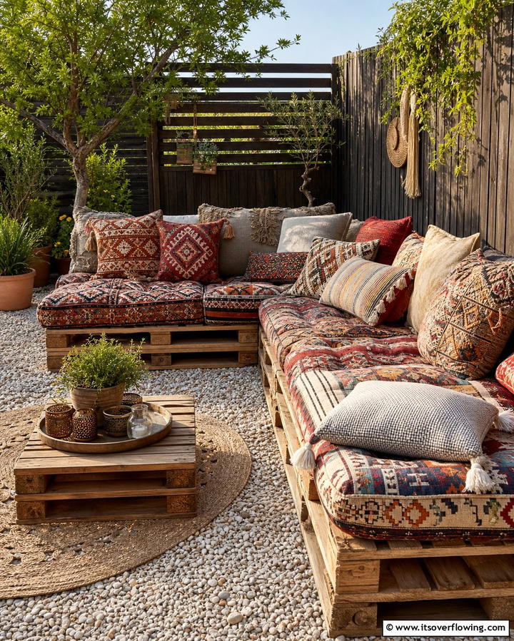 Low Pallet Seating - 25 Garden Seating Ideas for Relaxing Outdoor Spaces