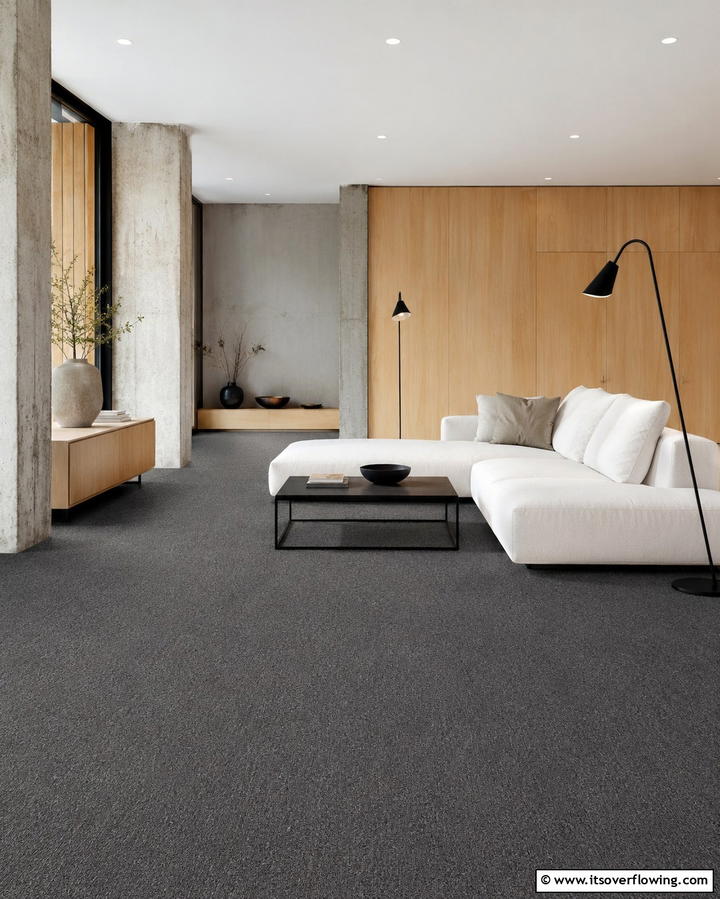 Low Pile Carpets for Modern Minimalism - 25 Living Room Carpet Ideas for Cozy Comfort