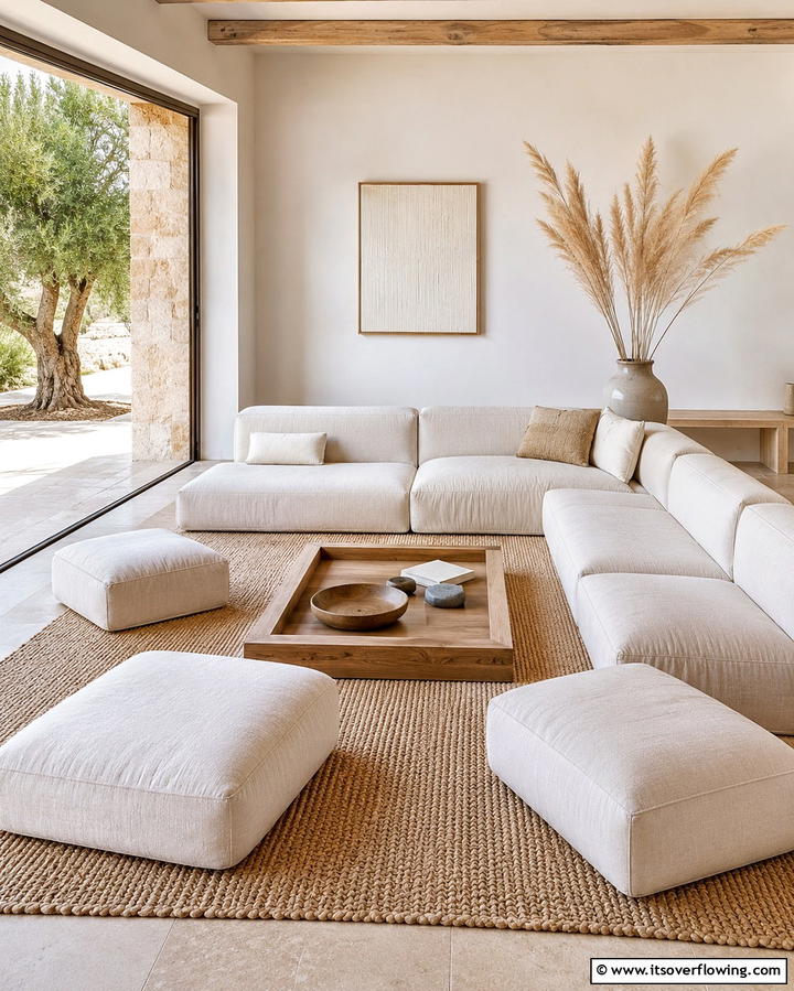 Low Profile Seating - 25 Japandi Living Room Ideas for Minimalist Elegance