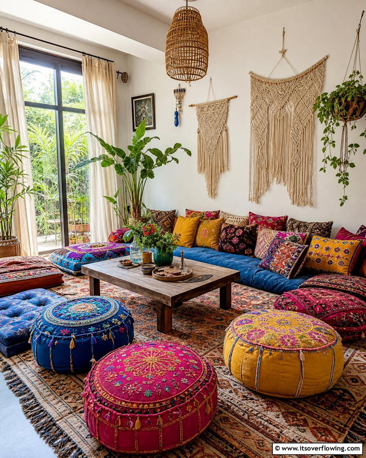 Low Seating Arrangements - 20 Gypsy Bohemian Living Room Ideas for Free Spirits