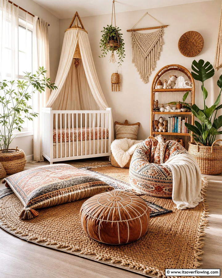 Low Seating Options - 25 Boho Nursery Ideas for a Cozy and Chic Space