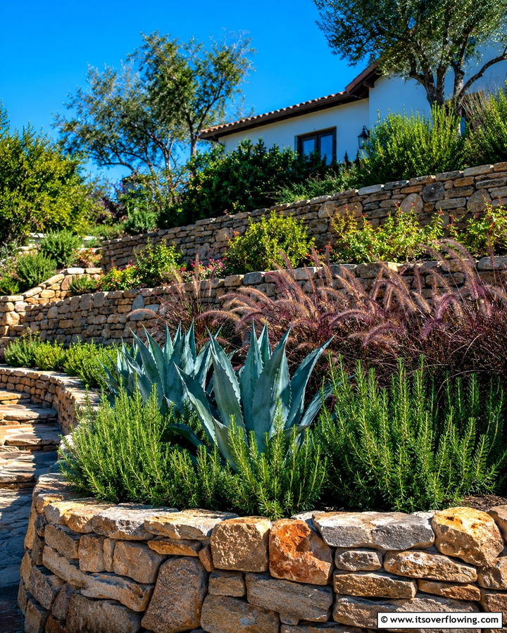 Low Stone Walls - 25 Beautiful Front Yard Spanish Style Landscaping Ideas