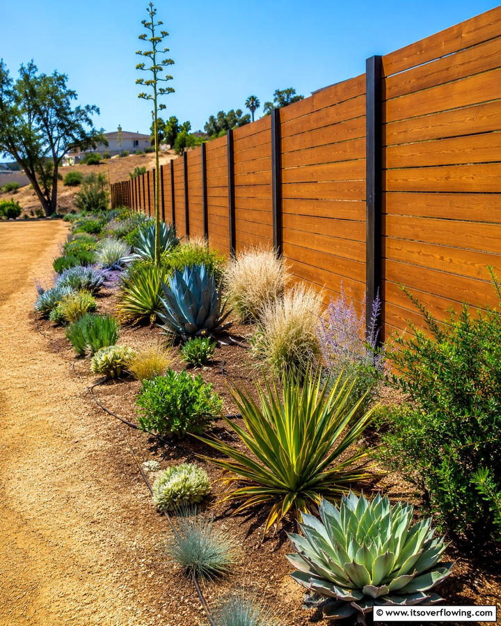 Low Water Landscape Plan - 30 Simple Fence Line Landscaping Ideas for Curb Appeal