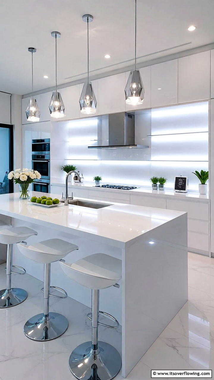 Luminous LED Backlit Panels - 21 Modern White Kitchen Backsplash Ideas for Style