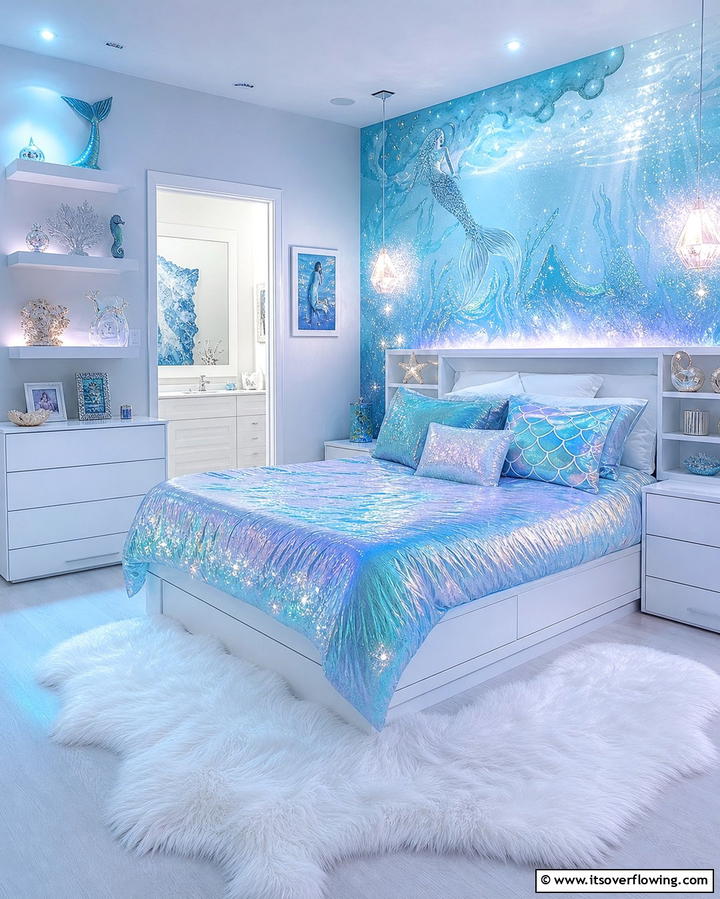 Luminous Lagoon - 30 Enchanting Mermaid Bedroom Ideas for a Whimsical Retreat