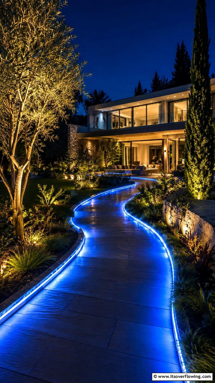 Luminous Pathway with LEDs - 21 Inviting Walkway Ideas to Enhance Your Outdoor Space