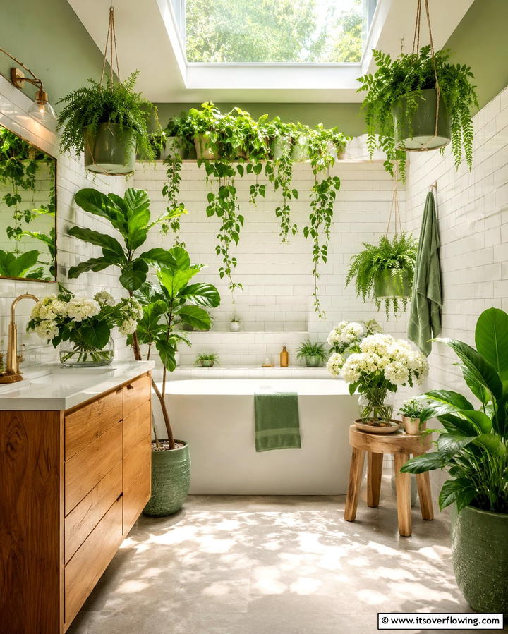 Lush Botanical Escape - 30 Romantic Bathroom Ideas for a Luxurious Spa Retreat