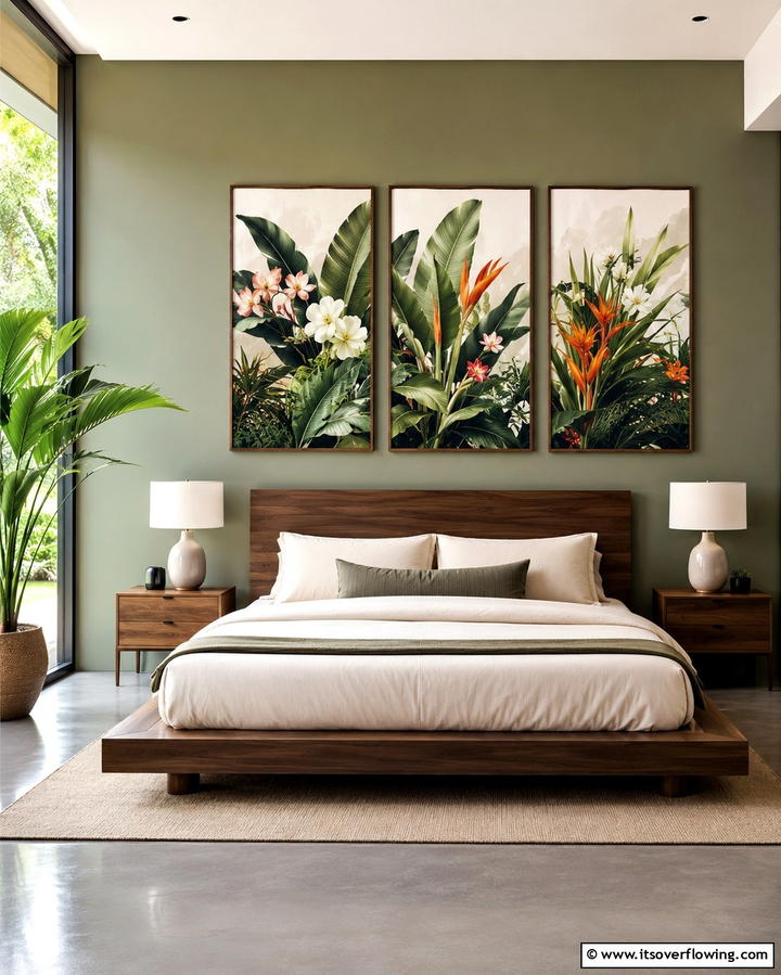 Lush Foliage Walls - 30 Jungle-Themed Bedroom Ideas- Wild & Whimsical Decor