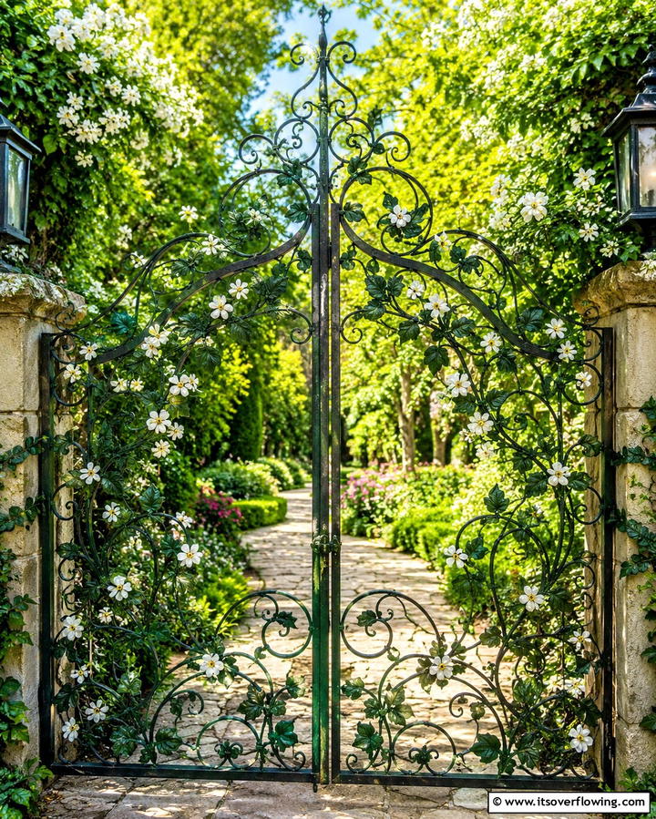 Lush Garden Inspired Gate - 30 Stylish Driveway Gate Ideas for Curb Appeal