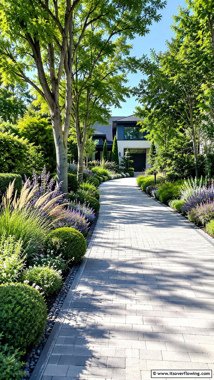 Lush Green Border Entrance - 30 Driveway Entrance Ideas for Impressive Arrivals