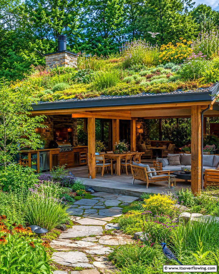 Lush Green Living RoofExact - 25 Attached Covered Patio Ideas for Year-Round Use