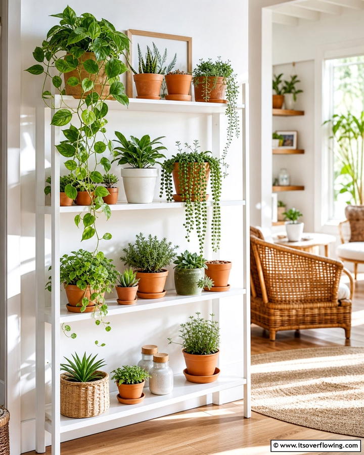 Lush Green Plant Arrangement - 21 Shelf Decor Ideas to Organize and Elevate Your Spaces