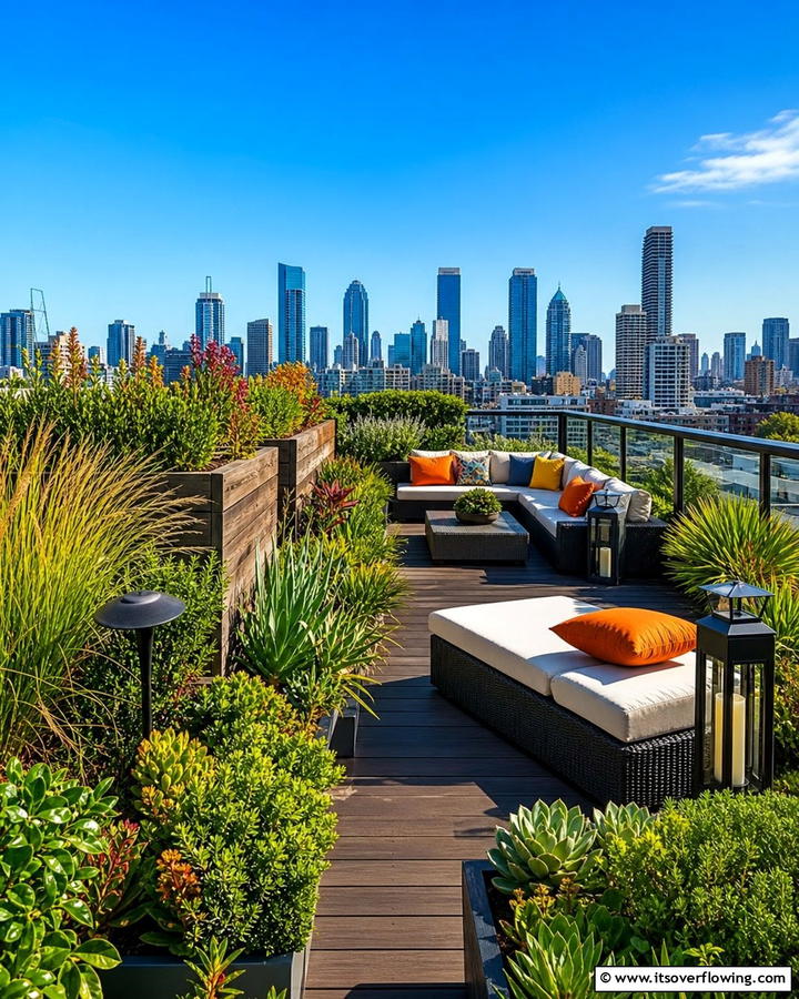 Lush Green Roof Terrace - 21 Outdoor Living Space Ideas to Transform Your Yard
