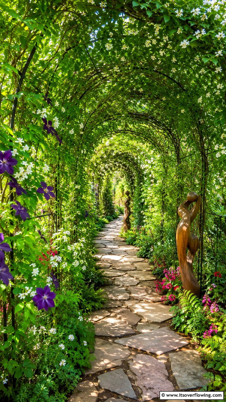 Lush Greenery Covered Path - 30 Covered Walkway Ideas for All-Weather Charm