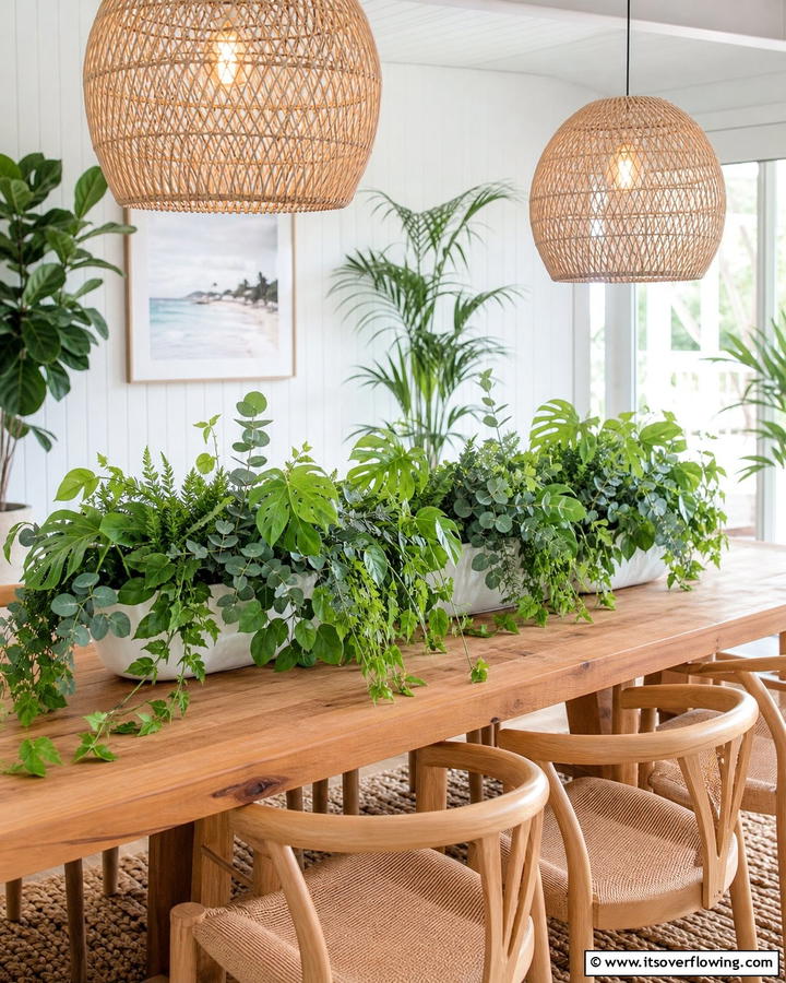 Lush Greenery Display - 21 Dining Table Centerpiece Ideas for Every Season