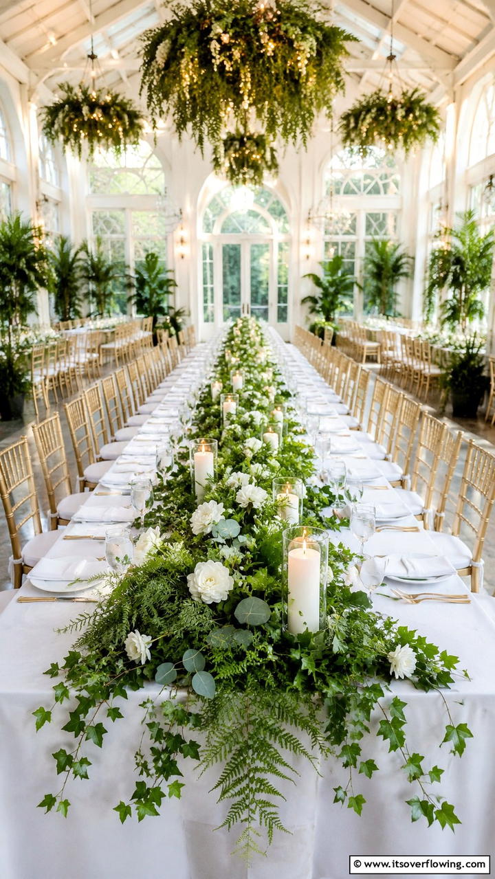 Lush Greenery Table Runner - 21 Stunning Wedding Centerpiece Ideas for Table Decor