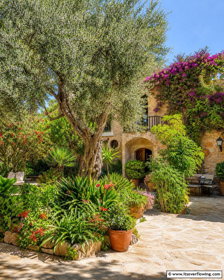 Lush Greenery and Mediterranean Plants - 25 Spanish Courtyard Ideas for a Mediterranean Oasis