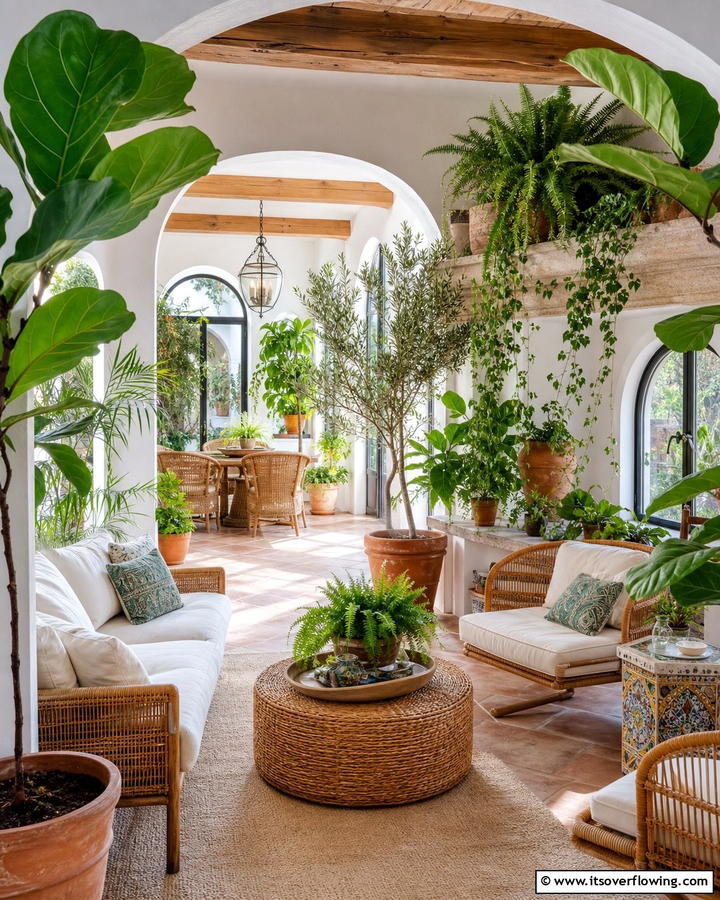 Lush Indoor Greenery - 30 Mediterranean Interior Design Ideas for Warm Homes