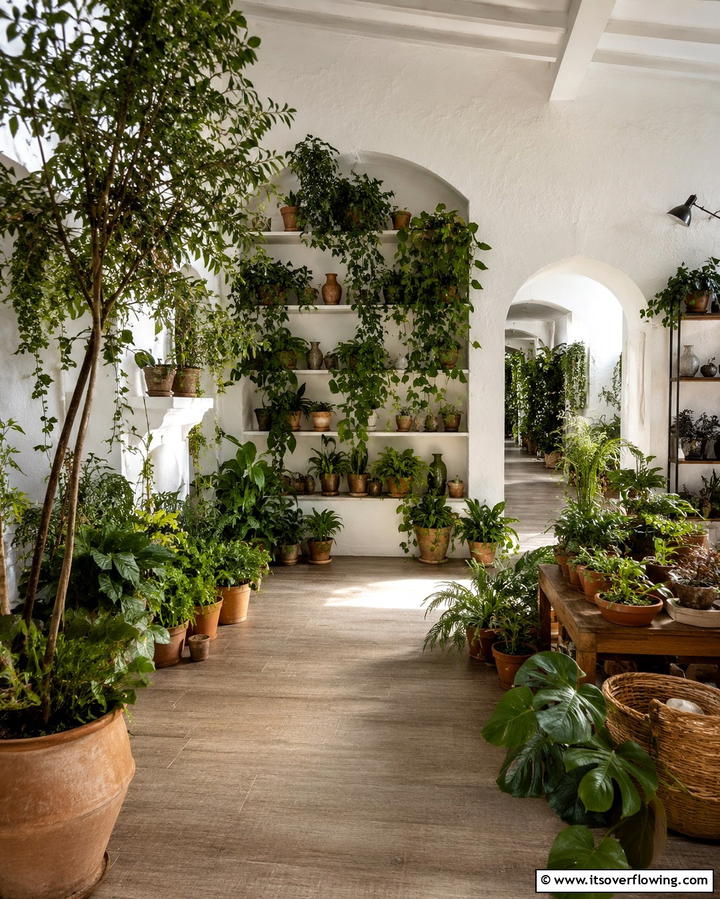 Lush Indoor Greenery - 30 Mediterranean Living Room Ideas- Warm & Inviting Spaces