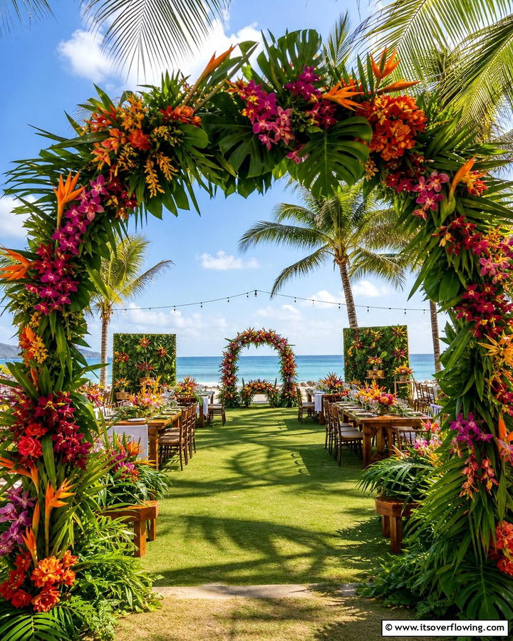 Lush Tropical Oasis - 21 Beach Wedding Ideas for a Sun-Kissed Ceremony by the Ocean