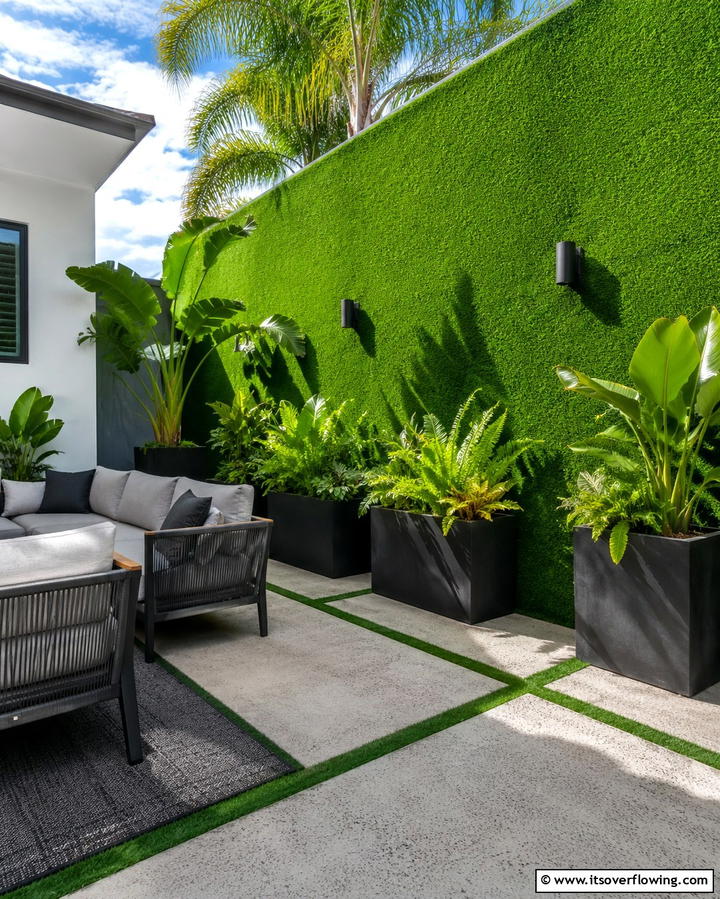 Lush Vertical Oasis - 30 Artificial Grass Wall Design Ideas for Urban Oasis