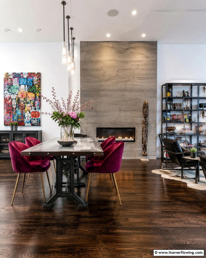 Luxe Comfort Retreat - 30 Cozy Dining Room Fireplace Design Ideas & Tips