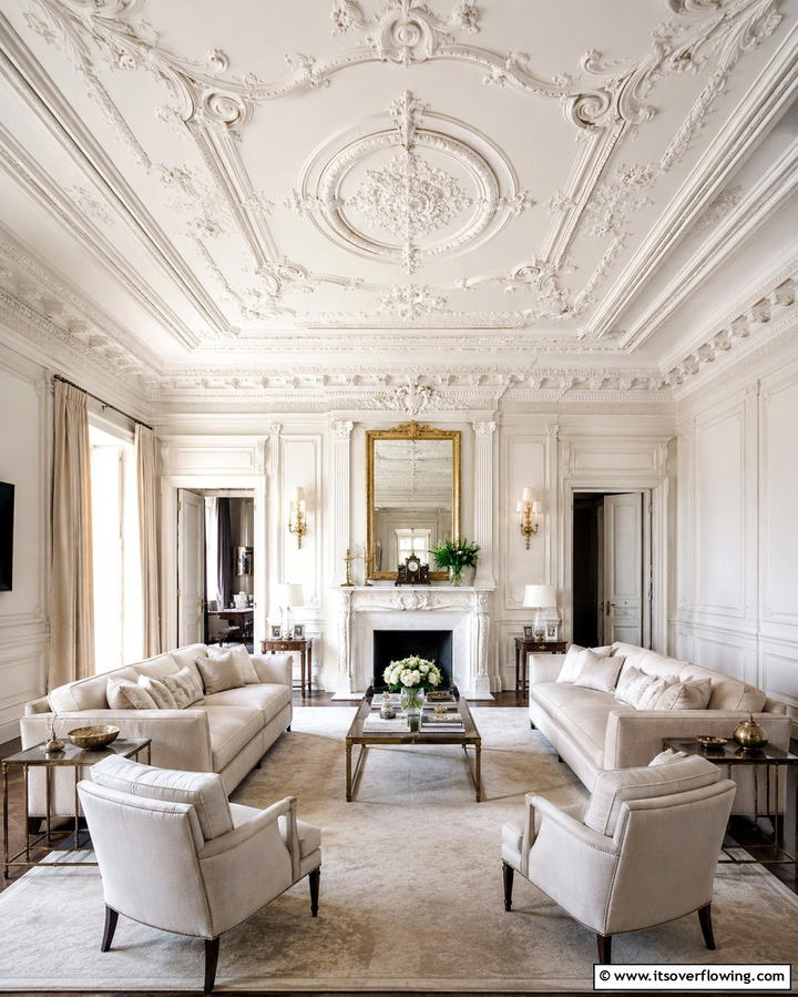 Luxe Embossed Ceiling - 30 Creative Ceiling Paint Ideas to Transform Any Room’s Ambiance