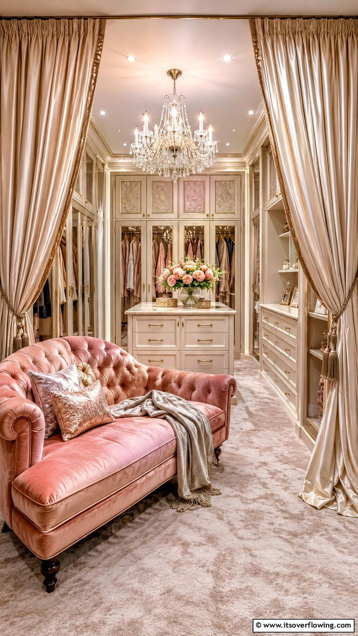 Luxe Fabric Details - 30 Dressing Room Ideas for Organized Luxury