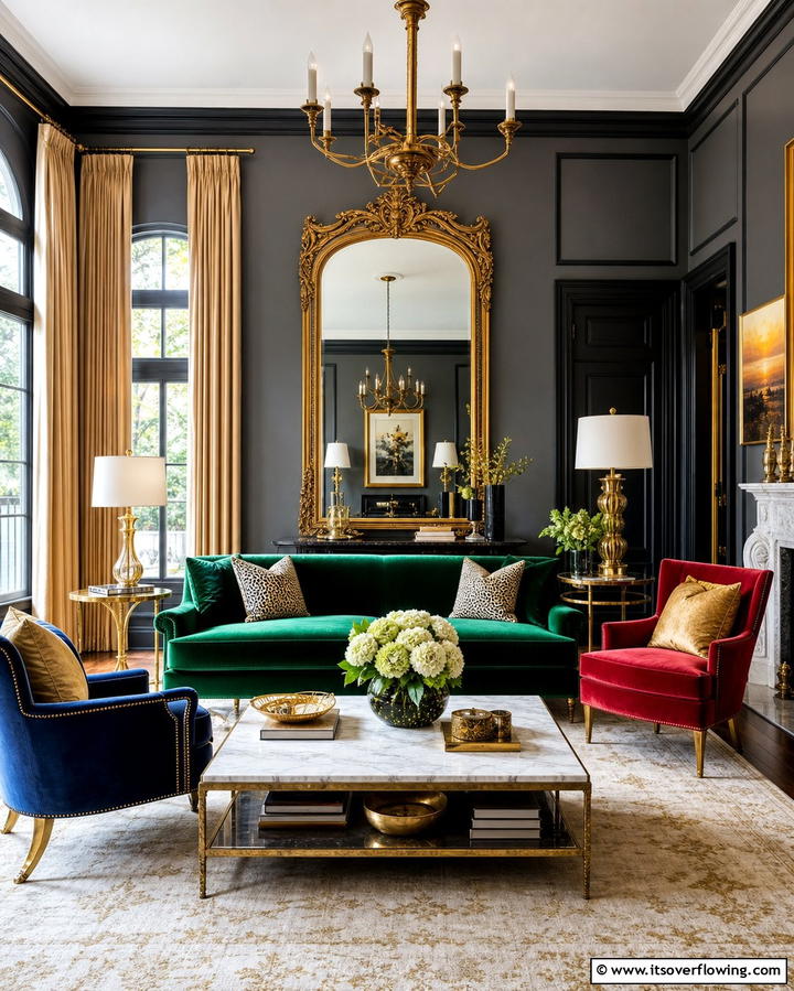 Luxe GlamourOne - 25 Living Room With Grey Walls and Black Trim Ideas