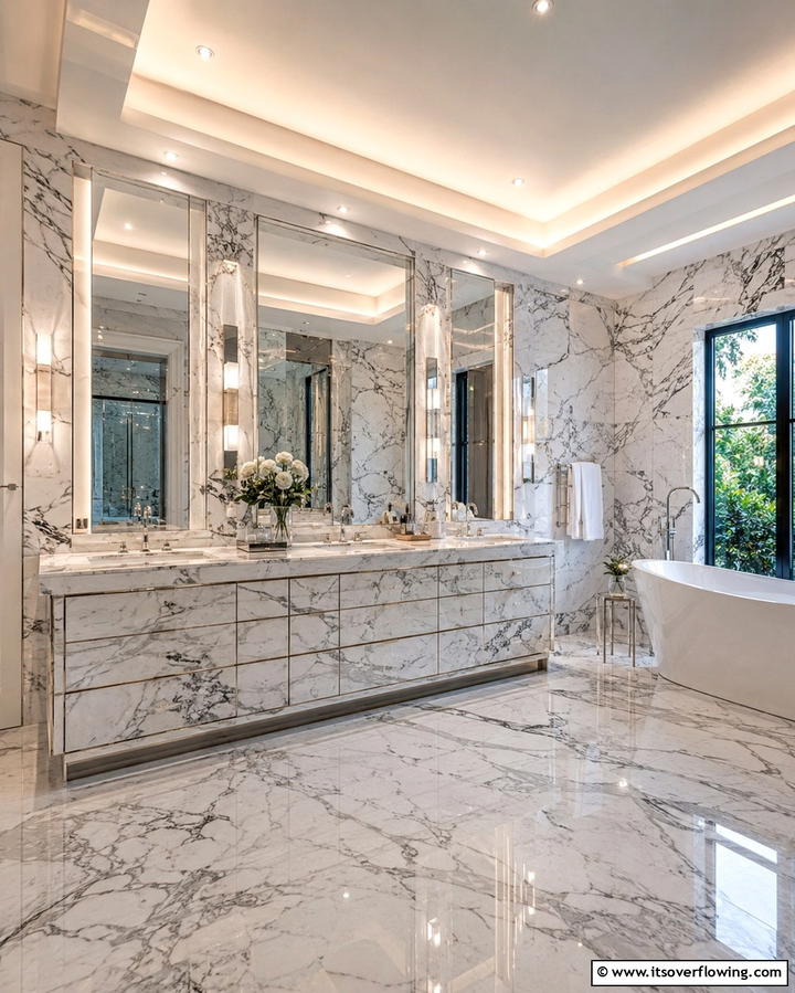 Luxe Marble Bathroom - 30 Grey and White Bathroom Ideas for Modern Serenity