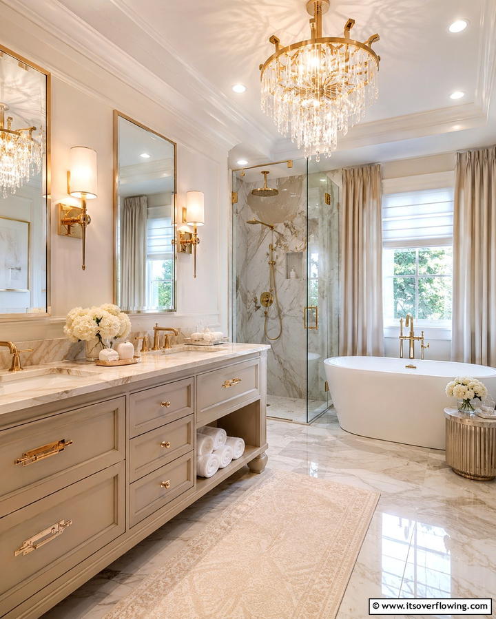 Luxe Metallic Accents Bathroom - 30 Stylish Bathroom Decor Ideas for a Spa-Like Retreat