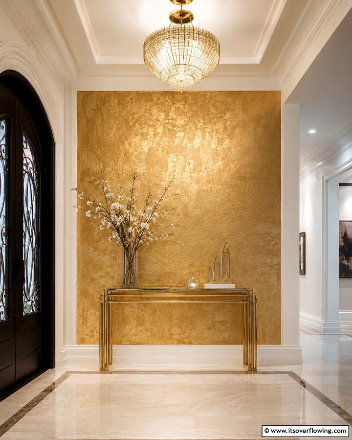 Luxe Metallic Finishes - 30 Entryway Wall Ideas for First Impressions and Functional Storage