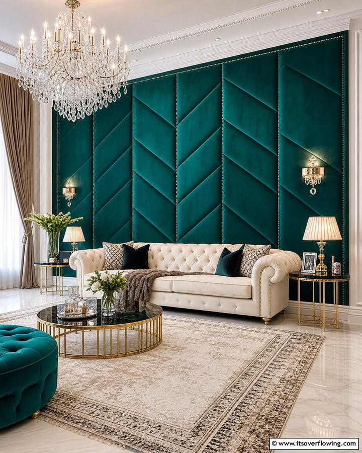 Luxe Textured Fabric Wall - 30 Striking Living Room Accent Wall Ideas for Bold Style