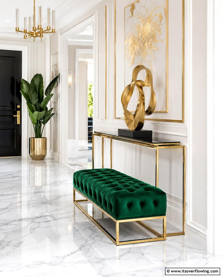 Luxe Velvet Accent Bench - 30 Functional Entryway Bench Solutions for Organized Homes
