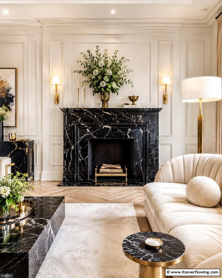 Luxurious Appeal with Black Marble - 25 Elegant Black Stone Fireplace Ideas