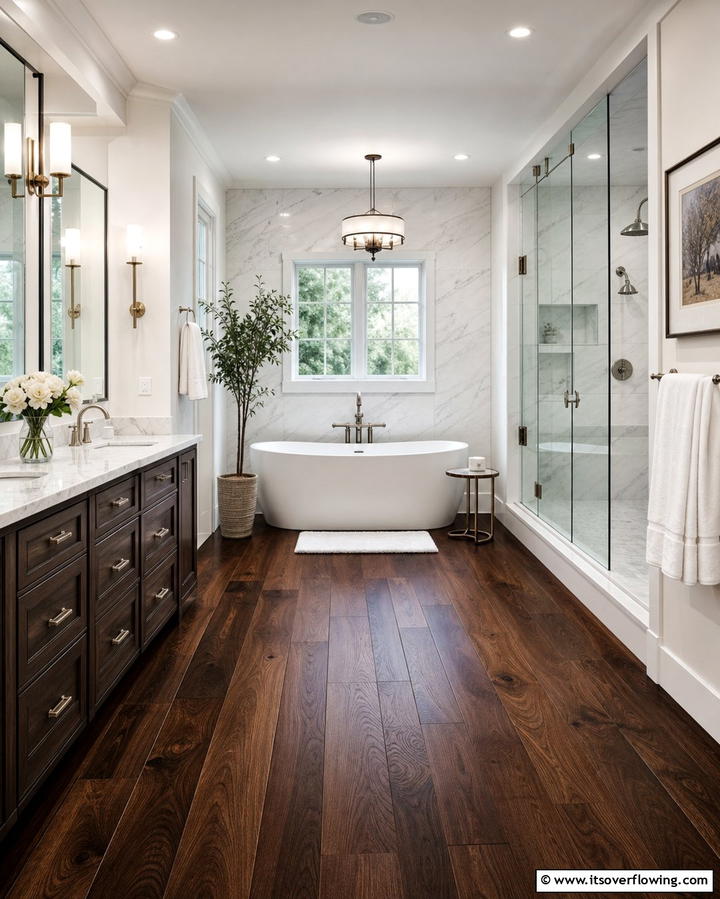 Luxurious Bathroom Design - 25 Dark Walnut Floors for Rooms with Timeless Appeal
