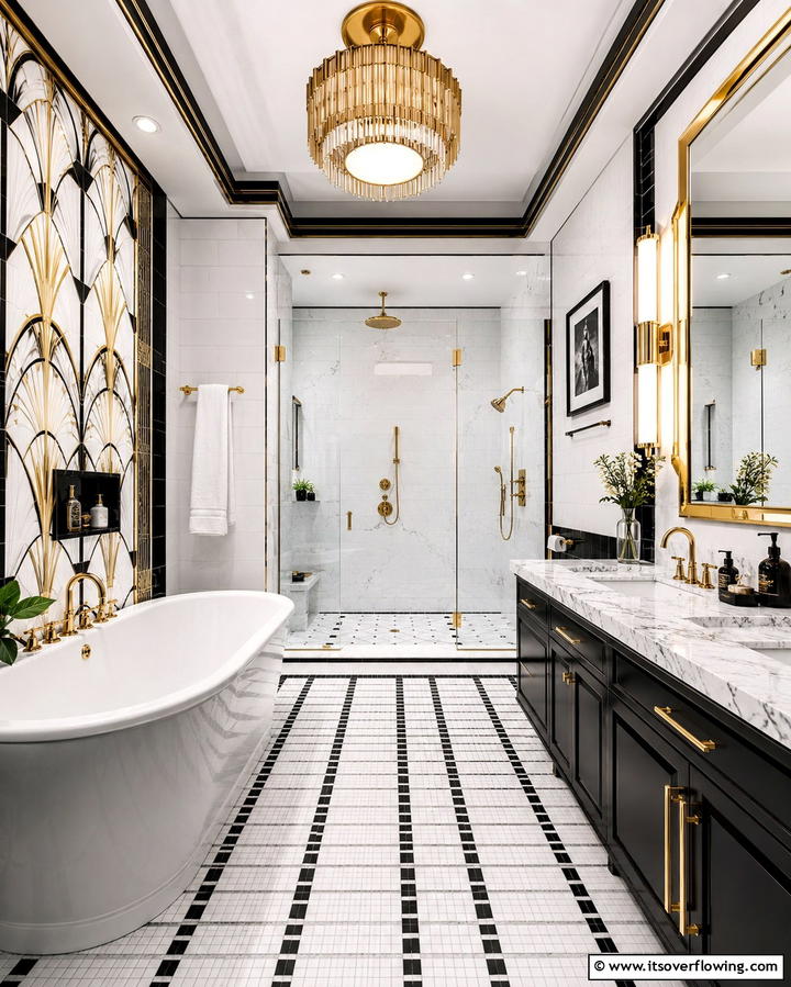Luxurious Bathroom Designs - 30 Art Deco Interior Design Ideas for Glamorous Spaces