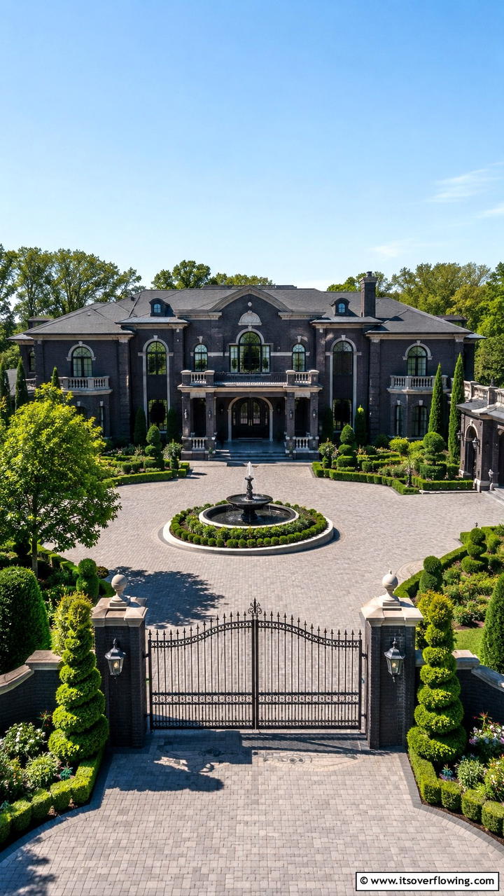 Luxurious Black Brick Mansion - 30 Black Brick House Exteriors for Bold Curb Appeal