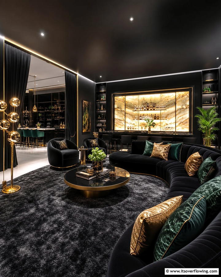 Luxurious Black Lounge - 21 Bold Black Room Ideas for Dramatic Interior Statements