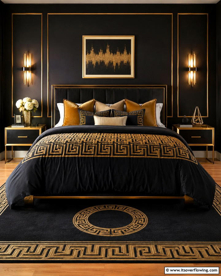 Luxurious Black and Gold Bedding - 25 Stunning Black and Gold Bedroom Design Ideas
