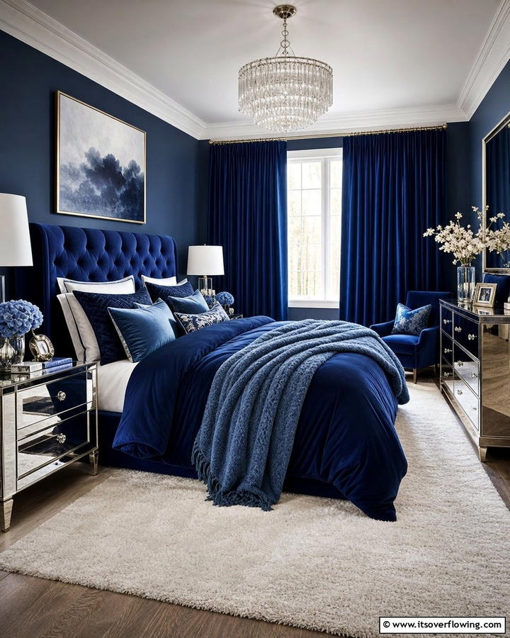 Luxurious Blue Fabrics - 21 Serene Blue Bedroom Ideas for Calming Atmospheres