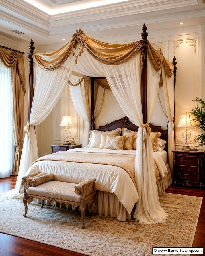 Luxurious Canopy Bed - 30 Romantic Bedroom Ideas to Create a Cozy Love Nest