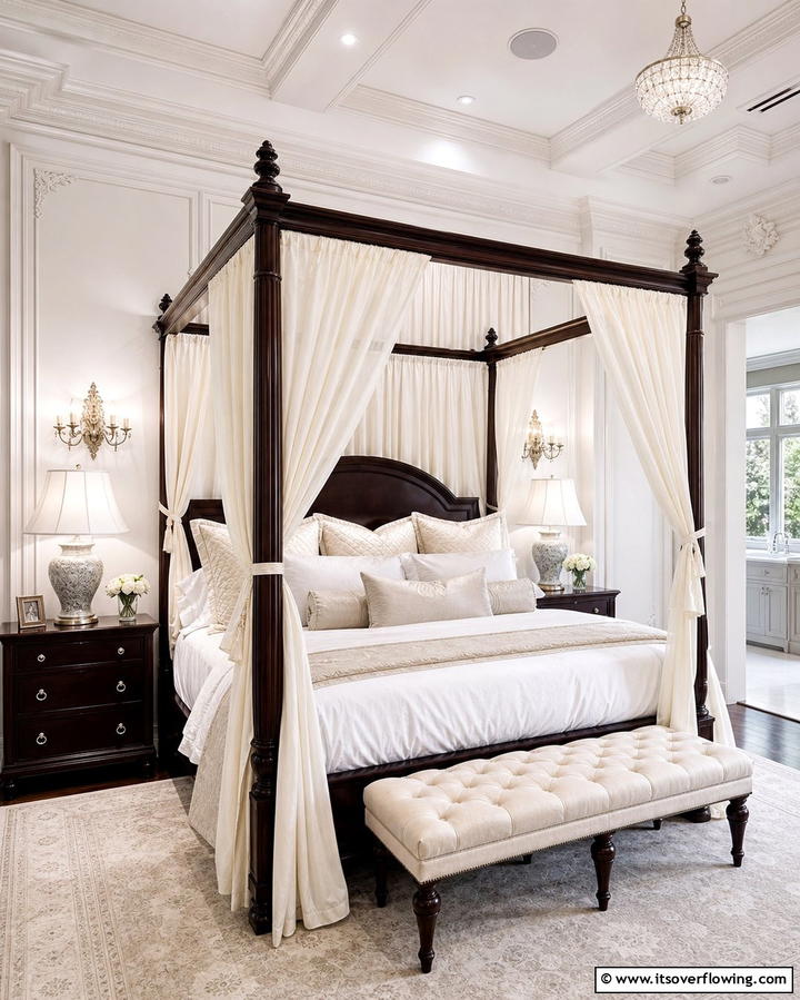 Luxurious Canopy Bed Setup - 25 Bedroom Layout Ideas for Optimal Space Use