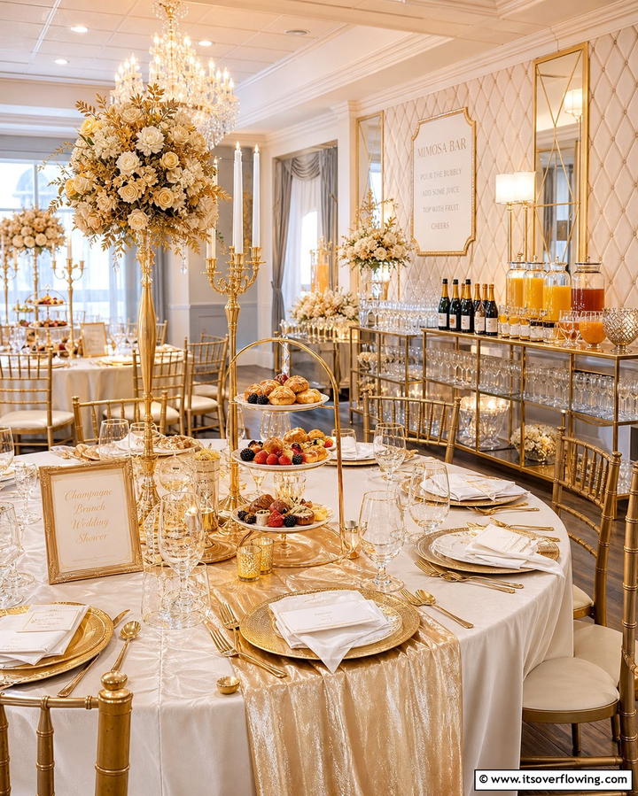 Luxurious Champagne Brunch Wedding Shower - 21 Fun Wedding Shower Ideas to Celebrate the Couple