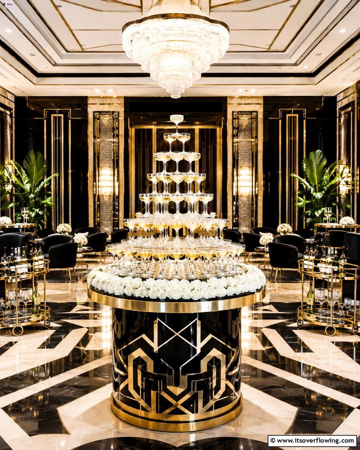 Luxurious Champagne Tower - 30 Timeless Classic Wedding Inspiration Ideas for Elegant Celebrations