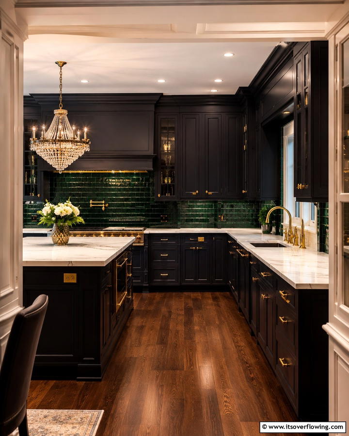 Luxurious Depth with Hunter Green - 25 Chic Kitchen With Green Backsplash Ideas