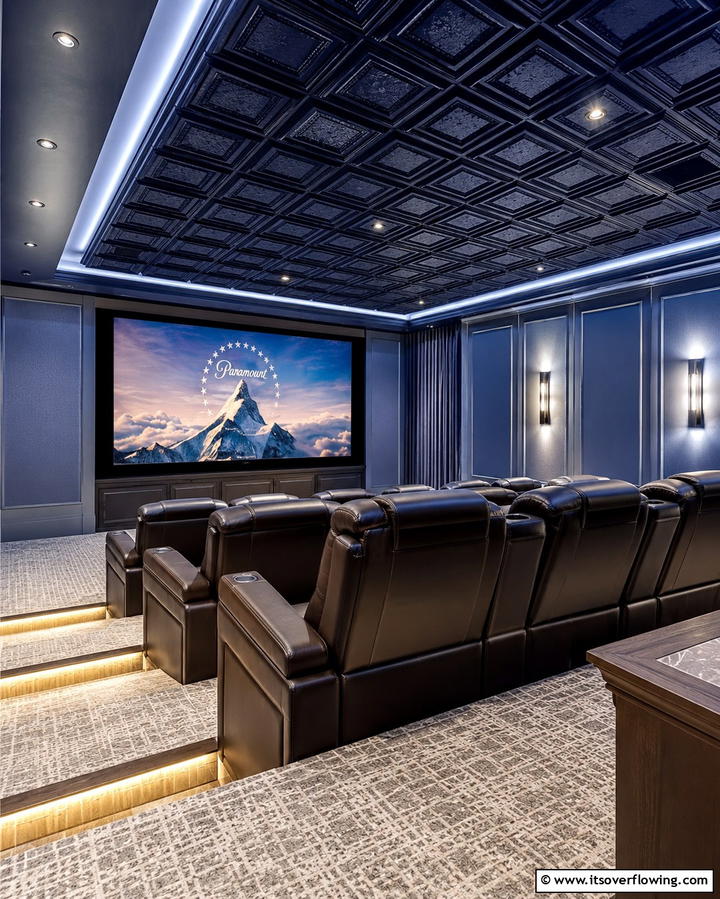 Luxurious Detailing for Home Theaters - 25 Tin Ceiling Ideas for a Vintage Touch