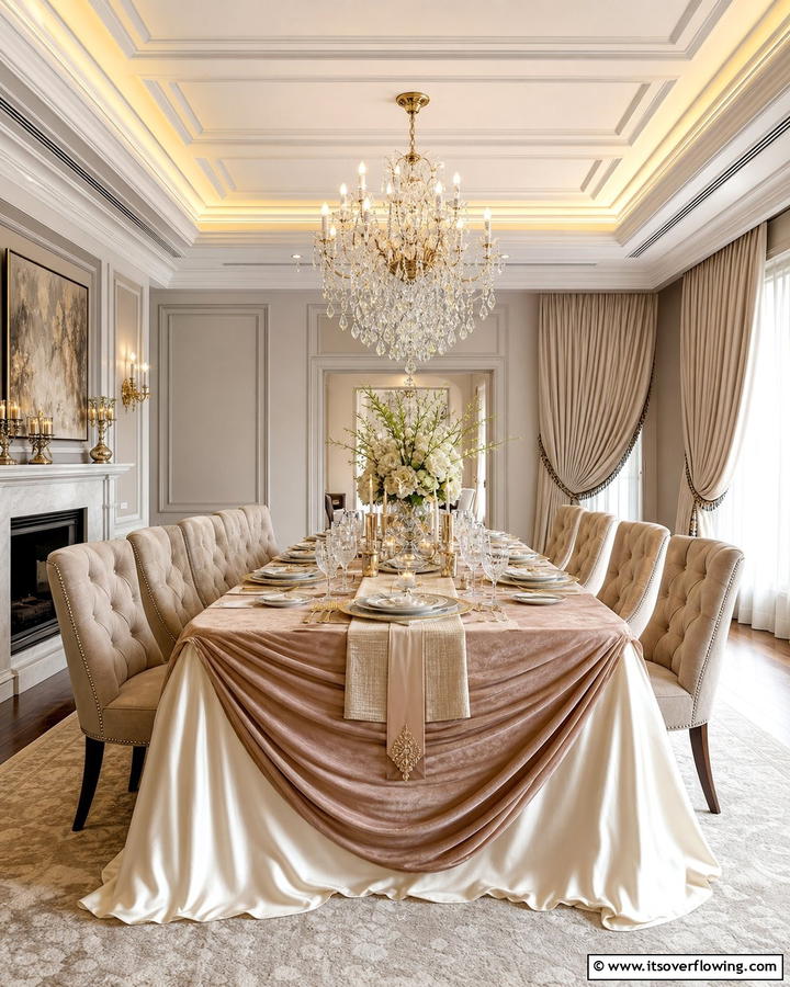 Luxurious Fabric Draping - 21 Dining Room Table Decor Ideas for Every Occasion