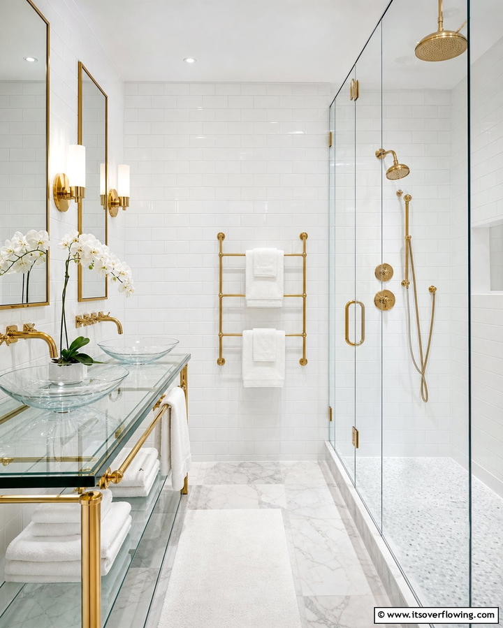 Luxurious Gold Fixtures - 25 White and Gold Bathroom Ideas for a Luxurious Look
